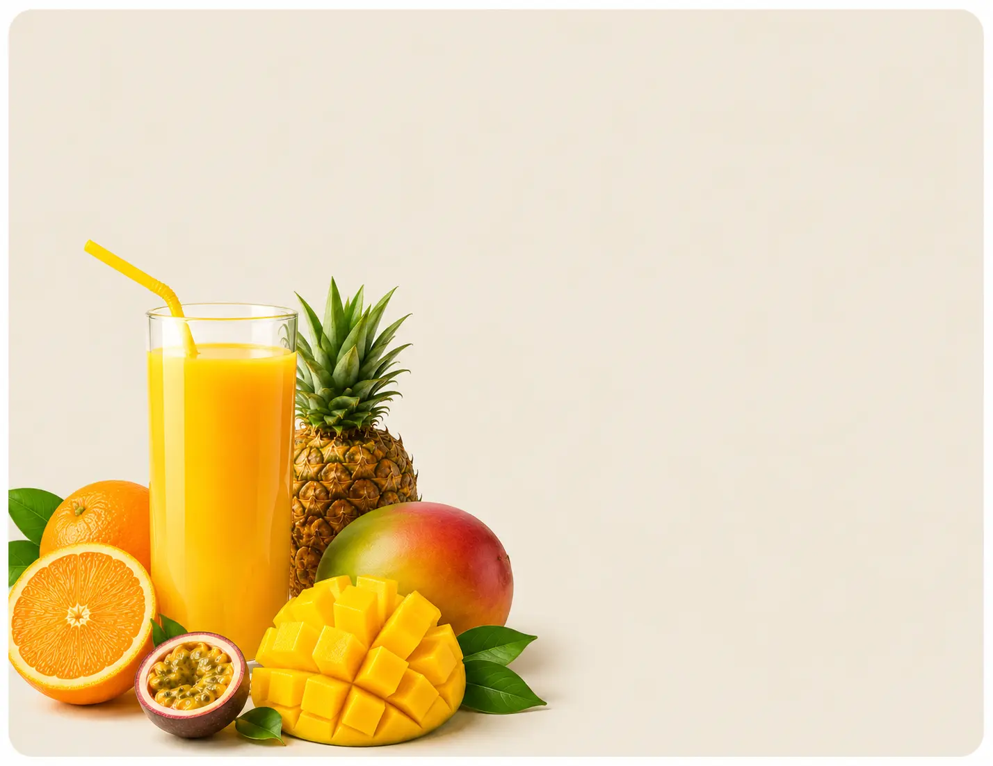 Jus d'orange et fruits tropicaux mangue, ananas — sélection Nkoh Shop